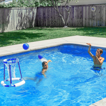 GoSports Splash Hoop 360 Juego de baloncesto flotante para piscina - Incluye aro, 2 balones y bomba - Azul