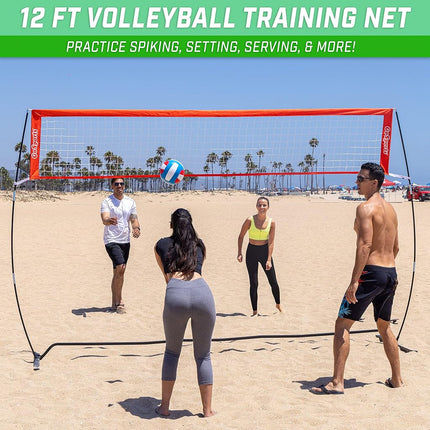 GoSports 12 ft Freestanding Volleyball Training Net for Indoor or Outdoor Use, Instant Setup and Height Adjustable