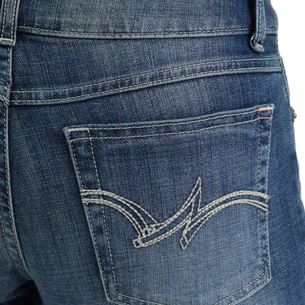 Wrangler Women's Western Mid Rise Stretch Straight Leg Jean, Dark Indigo, 11