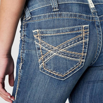 ARIAT Women's R.e.a.l. Mid Rise Stretch Entwined Festival Boot Cut Jean