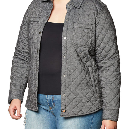 Dickies Women's Quilted Flannel Shirt Jacket, Gray