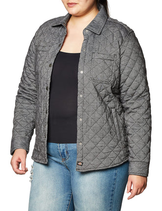 Dickies Women's Quilted Flannel Shirt Jacket, Gray