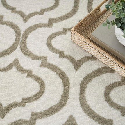 Nourison Jubilant Contemporary Ivory Green 5'3" x 7'3" Area Rug, Easy Cleaning, Non Shedding, Bed Room, Living Room, Dining Room, Kitchen (5x7)