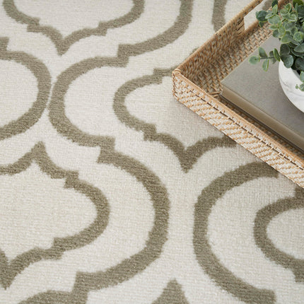 Nourison Jubilant Contemporary Ivory Green 5'3" x 7'3" Area Rug, Easy Cleaning, Non Shedding, Bed Room, Living Room, Dining Room, Kitchen (5x7)