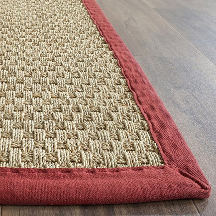 Safavieh Natural Fiber Rug for Living Room, Dining Room, Bedroom - Natural Fiber Collection, Short Pile, in Burgundy Red, 76 x 122 cm