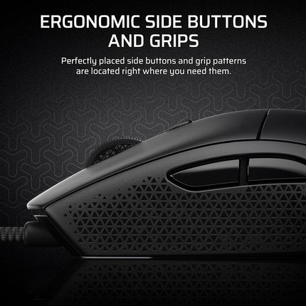 Corsair M55 Wired Lightweight FPS Gaming Mouse – 16,000 DPI – Six Programmable Buttons – Textured Side Grips – Black