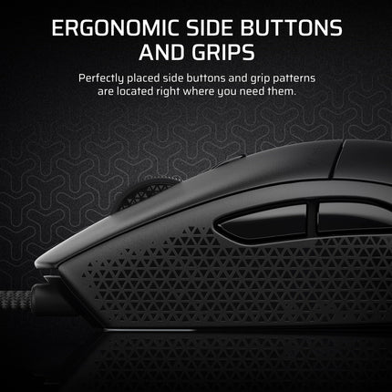 Corsair M55 Wired Lightweight FPS Gaming Mouse – 16,000 DPI – Six Programmable Buttons – Textured Side Grips – Black