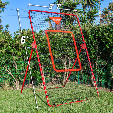 GoSports 6 ft x 3.5 ft Baseball & Softball Pitching and Fielding Rebounder Trainer - Adjustable Angle Pitch Back Return Net - Practice Grounders, Pop Flies, Line Drives