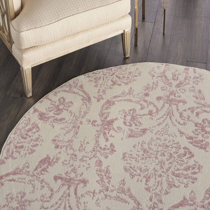 Nourison JUB09 Jubilant Vintage Damask Ivory/Pink Area Rug 5'XROUND