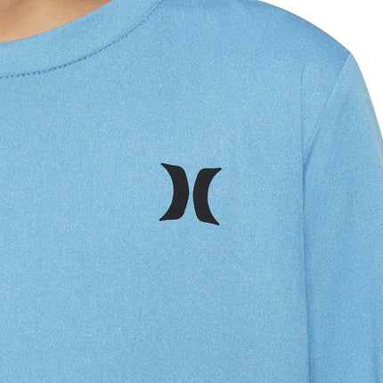 Hurley Boys' Long Sleeve UPF 50+ Rash Guard Swim Shirt, Neptune Blue Heather, 4