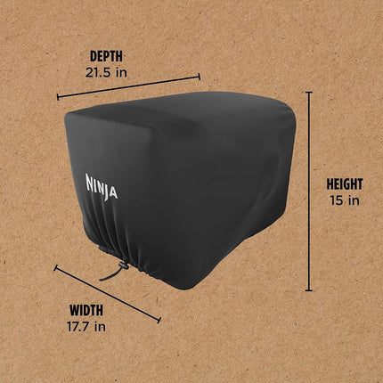 Ninja XSKOCVR Premium Cover, Compatible Woodfire Outdoor Oven (OO100 series), Adjustable Drawstrings, UV and Water-Resistant, Lightweight, Black, 18.9'' x 17.9'' x 15.16