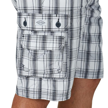 Lee Men's Dungarees New Belted Wyoming Cargo Short, Blue Mirage Plaid, 29
