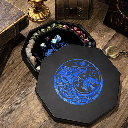 Premium Dice Tray for DND, Detailed World Tree & Wolf Raven Design – 23 CM