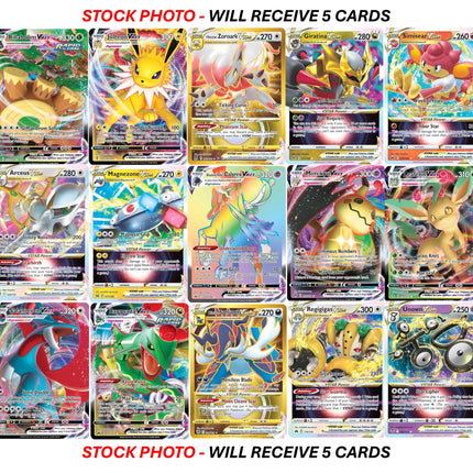 Lot de 5 cartes Pokémon VMAX/VSTAR - X2 VSTAR - X2 VMAX - X1 Secrète Rare - Sans doublons