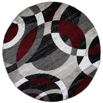 Rugshop Abstract Circles Contemporary High Traffic Round Rug Red 6'6"