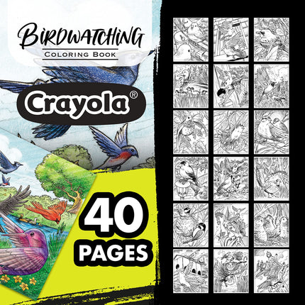 Crayola Bird Coloring Book (40pgs), Adult Coloring Pages, 8.5 x 10, Stress Relieving Coloring, Mindfulness Activity for Adults