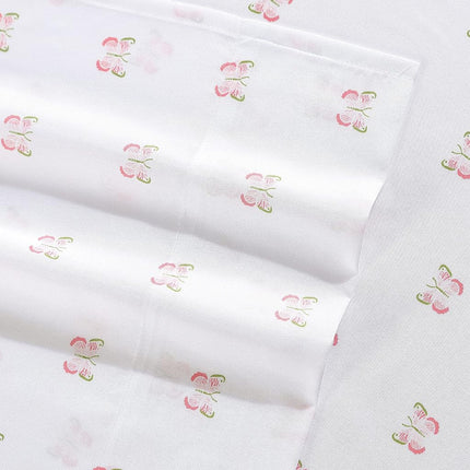 Laura Ashley Kids - Kids Sheet Set, Ultra-Soft & Breathable Toddler Bedding with Matching Pillowcases, Wrinkle-Resistant, Ideal Girl Room Essentials (Fluttery Friends Pink, Twin/Twin XL)