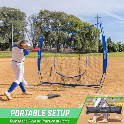GoSports 7x7 ft Baseball & Softball Batting & Pitching Net with Strike Zone � Available in Team Colors - Royal
