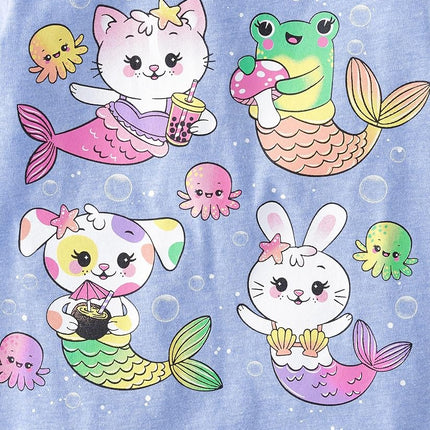 The Children's Place Baby Girls' and Toddler Assorted Everyday Short Sleeve Graphic T-Shirts,multipacks, Mermaids/Fairies/Animal, 18-24 Months