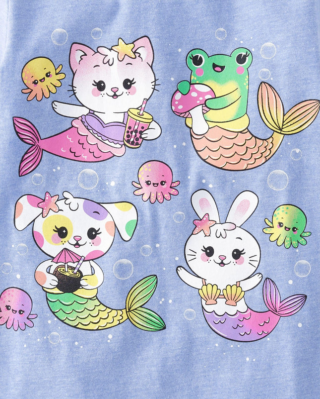 The Children's Place Baby Girls' and Toddler Assorted Everyday Short Sleeve Graphic T-Shirts,multipacks, Mermaids/Fairies/Animal, 4T