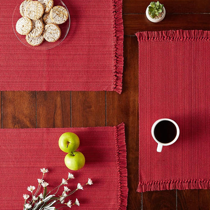 DII Tabletop Collection, Cotton, Tango Red, Placemat Set, 13x19