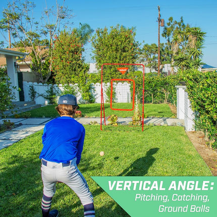 GoSports 6 ft x 3.5 ft Baseball & Softball Pitching and Fielding Rebounder Trainer - Adjustable Angle Pitch Back Return Net - Practice Grounders, Pop Flies, Line Drives