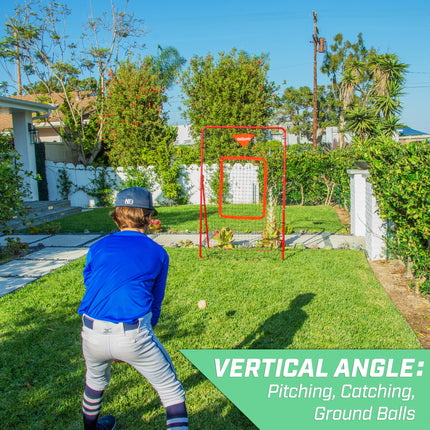 GoSports 6 ft x 3.5 ft Baseball & Softball Pitching and Fielding Rebounder Trainer - Adjustable Angle Pitch Back Return Net - Practice Grounders, Pop Flies, Line Drives