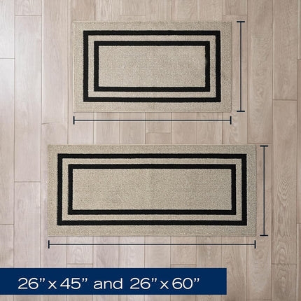 Nautica - Juego de 2 alfombras corredoras | Alfombras corredoras para pasillos y entradas | Alfombra antideslizante para entrada y cocina | Alfombras lavables a máquina | 26" x 45" y 26" x 60" | Doble borde Natural Twist