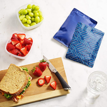 Fit & Fresh 10300FF Soft Cool, lot de 2 accumulateurs de froid souples pour sacs à déjeuner et glacières, motif tissé marine et bleu, 12,06 cm x 0,63 cm x 19,05 cm