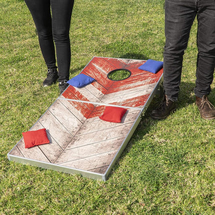 GoSports Rustic Red & Blue Design Cornhole Game Set, Regulation Size