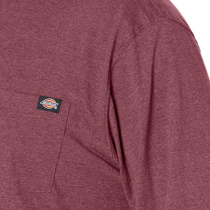 Dickies Men's Long Sleeve Heavyweight Crew Neck Work Utility T-Shirt, Burgundy Single Dye Heather, XL
