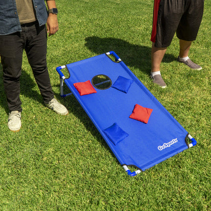 Juego de Cornhole GoSports portátil con marco de PVC con 8 pufs y estuche de viaje - Elige tu estilo