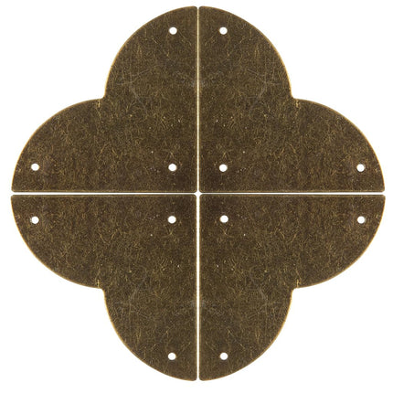 Dritz Campaign Hardware Large Smooth Quatrefoil Corner, Antique Brass, 3-Pack