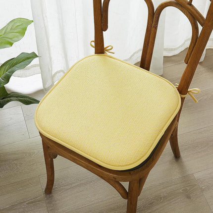 Elegant Comfort 2 Pack Chair Cushion Covers - Skid-Proof Rubber Backing - 16 x 16 Inch - Thick Dining Square Shape Seat Covers - Comfortable Textured Chair Pads with Ties - Chevron Pattern, Yellow