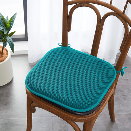 Elegant Comfort 2 Pack Chair Cushion Covers - Skid-Proof Rubber Backing - 16 x 16 Inch - Thick Dining Square Shape Seat Covers - Comfortable Textured Chair Pads with Ties - Honeycomb Pattern, Peacock