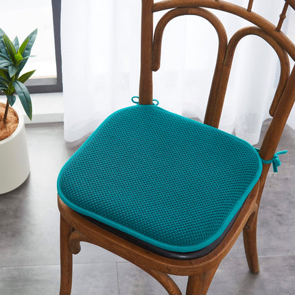 Elegant Comfort 4 Pack Chair Cushion Covers - Skid-Proof Rubber Backing - 16 x 16 Inch - Thick Dining Square Shape Seat Covers - Comfortable Textured Chair Pads with Ties - Honeycomb Pattern, Peacock