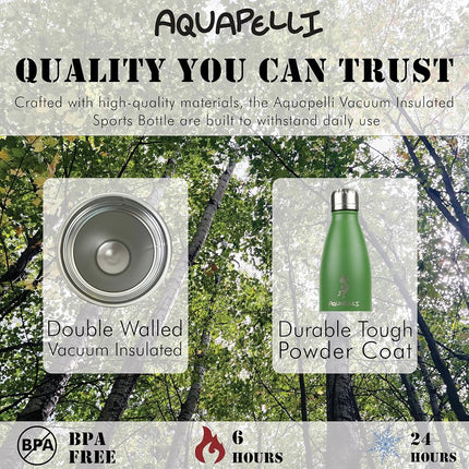 Botella deportiva Aquapelli con aislamiento al vacío, 473 ml, verde sauce