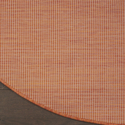 Nourison Positano Indoor/Outdoor Terracotta 8' x Round Area Rug, Easy Cleaning, Non Shedding, Bed Room, Living Room, Dining Room, Backyard, Deck, Patio (8 Round)