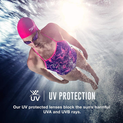 Speedo Competitive Women's Vanquisher 2.0 Mirrored Anti-Fog Swim Goggles, Aqua