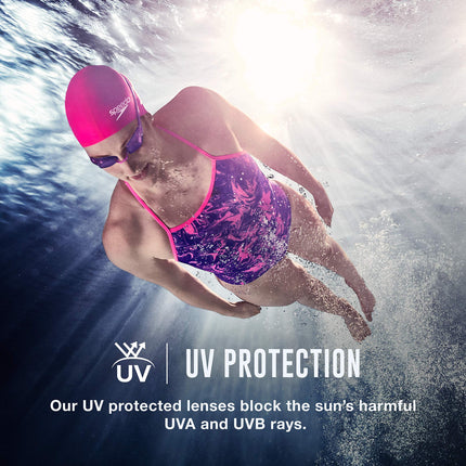 Speedo Competitive Women's Vanquisher 2.0 Mirrored Anti-Fog Swim Goggles, Aqua