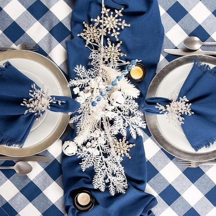 DII Buffalo Check Collection, Classic Farmhouse Tablecloth, Tablecloth, 70" Round, Navy & Cream