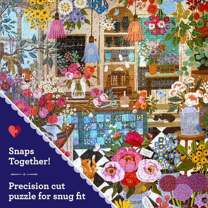 Eeboo 1000 Piece English Flower Shop Jigsaw Puzzle for Adults, 1000 Pieces Cardboard Jigsaw Puzzle Size 23 x 23 inches