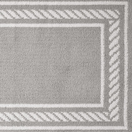 Nautica – Runner Rug 2 Piece Set | Indoor Runners for Hallways and Entry Rugs| Non-Skid Entry and Kitchen Door Mat| Machine Washable Carpet Rugs | 2'2" x 3'9" and 2'2" x 5' | Rope Border Light Grey