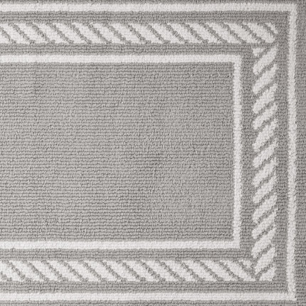 Nautica – Runner Rug 2 Piece Set | Indoor Runners for Hallways and Entry Rugs| Non-Skid Entry and Kitchen Door Mat| Machine Washable Carpet Rugs | 2'2" x 3'9" and 2'2" x 5' | Rope Border Light Grey