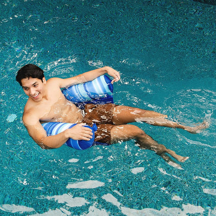 Big Joe Noodle Sling No Inflation Needed Pool Seat with Armrests, Blurred Blue Double Sided Mesh, Quick Draining Fabric, 3 feet