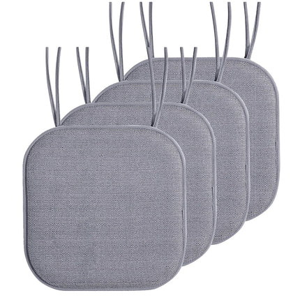 Elegant Comfort 4 Pack Chair Cushion Covers - Skid-Proof Rubber Backing - 16 x 16 Inch - Thick Dining Square Shape Seat Covers - Comfortable Textured Chair Pads with Ties - Mosaic Pattern, Gray
