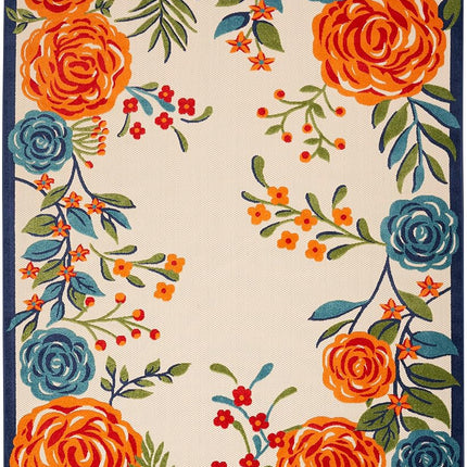 Alfombra de área Nourison Aloha para interior/exterior multicolor de 5'3" x 7'5", fácil de limpiar, no suelta pelo, para dormitorio, sala de estar, comedor, cocina (5x7)
