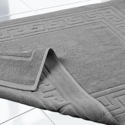 Tapis de bain de qualité supérieure SV 100 % coton peigné longues fibres, ensemble de 2 tapis de bain, argent