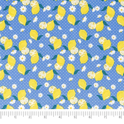 Singer Print Fabric, 100% Premium Cotton, Yellow Blue Blender, Cut by The Yard
