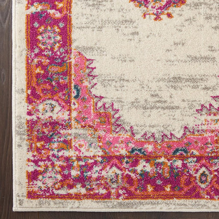 Tapis de Couloir Nourison PSN03 Passion Vintage Vieilli Ivoire/Fuchsia 66 cm x 229 cm